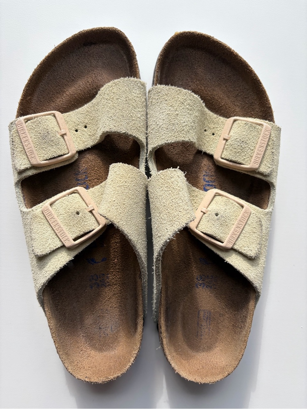 Birkenstock Women’s Arizona Soft Footbed Almond Suede Sandals